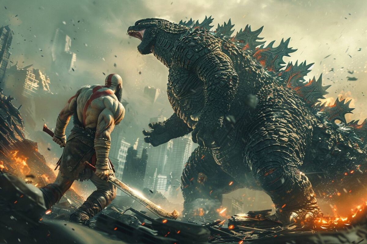 combat mythique : Kratos affronte Godzilla, qui triomphera dans cette bataille épique?